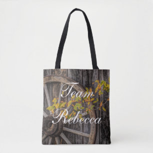 Country Charm - Rustic Western Wagon Wheel Tote Bag