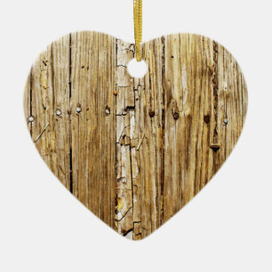 Country Charm Worn Wood Heart Ornament