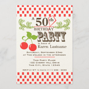 Country Cherry Birthday Invitation