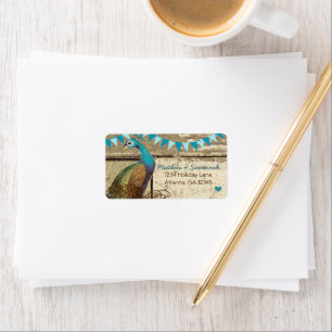 Country Chic Aqua Bunting Vintage Peacock Label