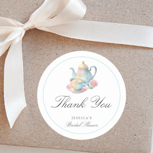Country Chic Bridal Tea Bridal Shower Thank You Classic Round Sticker