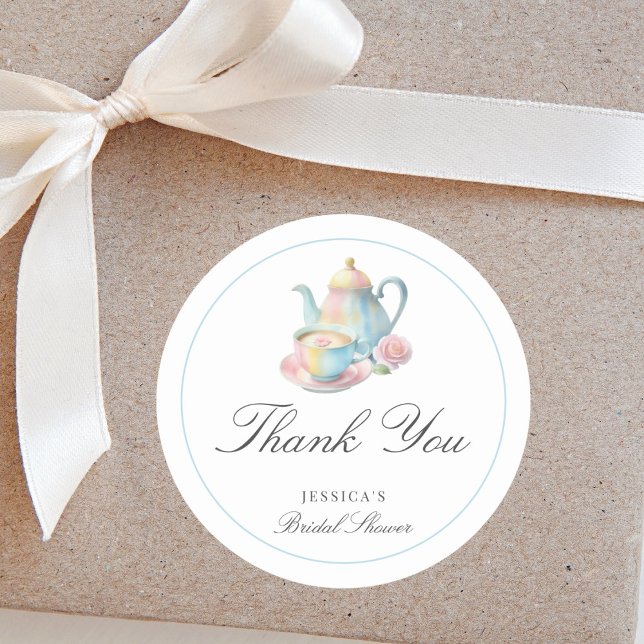 Country Chic Bridal Tea Bridal Shower Thank You Classic Round Sticker (Creator Uploaded)