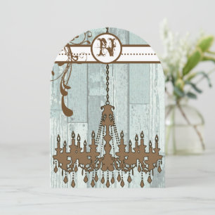 Country Chic Chocolate Mint Rustic Barn Wood Invitation