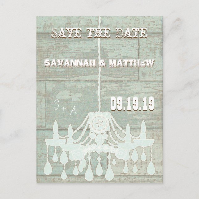 Country Chic Chocolate Mint Rustic  Save the Date Announcement Postcard (Front)