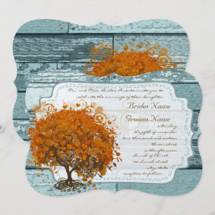 Country Chic Coral Tree Wedding Invitation