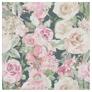 Country chic elegant gable green pink ivory floral fabric