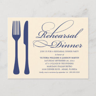 COUNTRY CHIC FLATWARE REHEARSAL DINNER INVITE