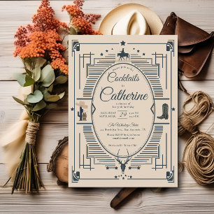 Country Chic Frame Cocktails Party 50th Birthday Invitation