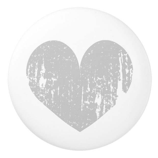 Country chic grey heart door and drawer pull knobs (Front)