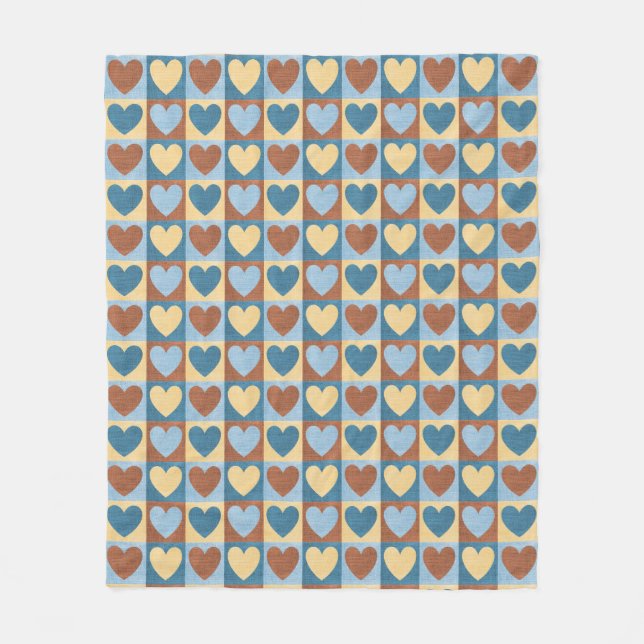 Country Chic Hearts Pattern Fleece Blanket (Front)