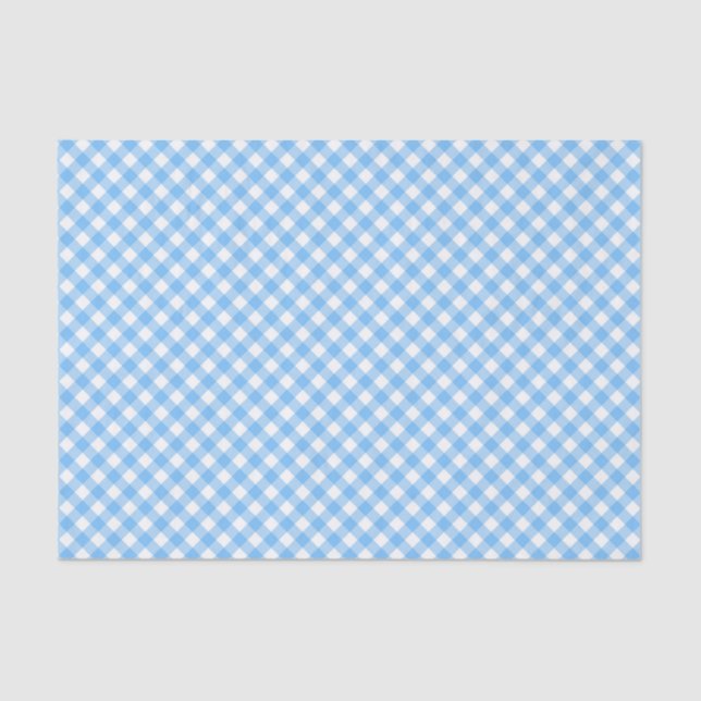 Country Chic Pastel Baby Blue Gingham Tissue Paper (Front)