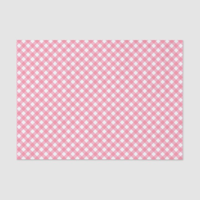 Country Chic Pastel Baby Pink Gingham Tissue Paper (Front)