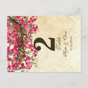 Country Chic Pink Cherry Blossom Table Number Card