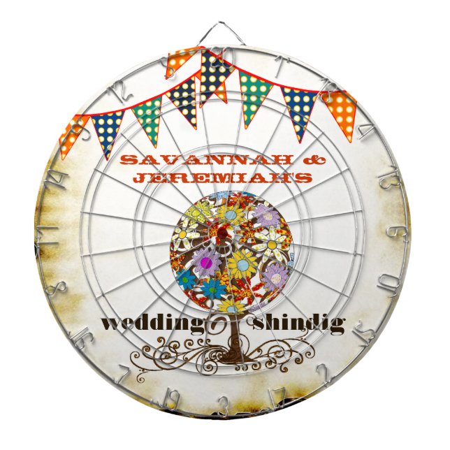 Country Chic Rustic Circle of Love Dart Board (Front)