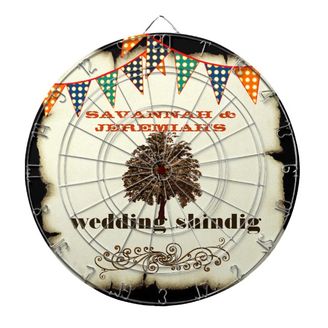 Country Chic Rustic Wedding Dart Board (Front)