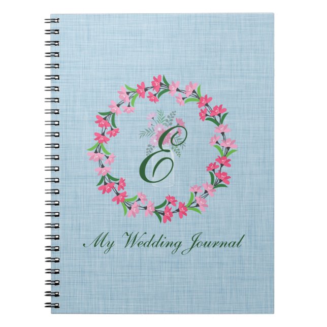 Country Chic Wreath Monogram Wedding Journal (Front)