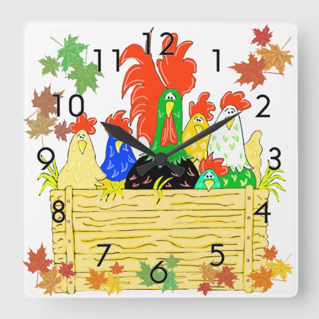 Country Chicken Clan Wall Clock (Front)