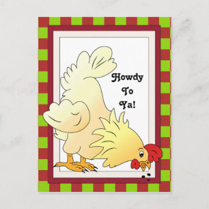 Country Chicken Howdy cartoon postcard