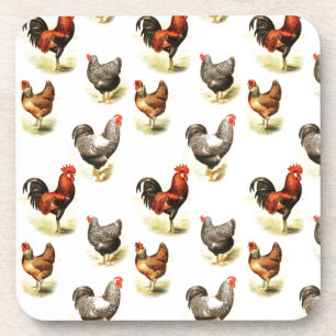 Country Chicken Pattern Coaster