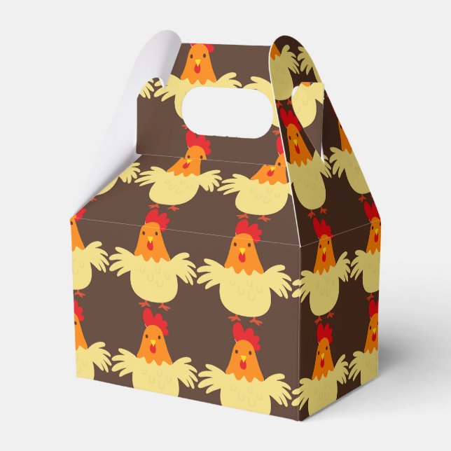 Country chicken pattern party favour box (Front Side)