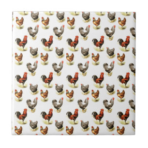 Country Chicken Pattern Tile
