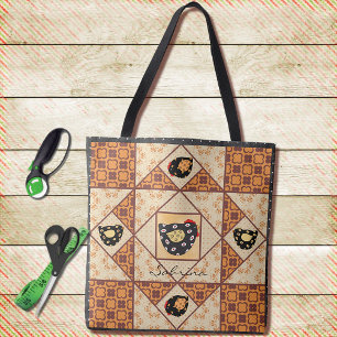 Country Chicks Quilt Block Tote Bag
