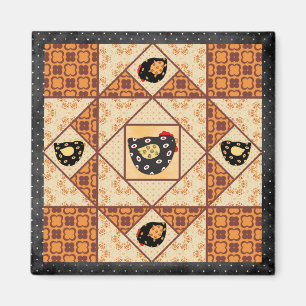 Country Chicks Quilt Patch Magnet