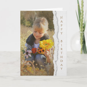 country child with sunflower bouquet card
