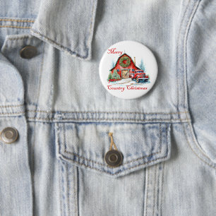 Country Christmas 6 Cm Round Badge