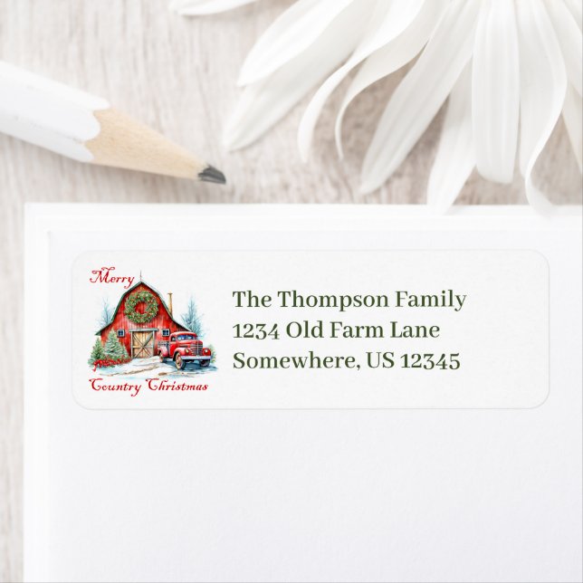 Country Christmas address Return Address Label (Insitu)