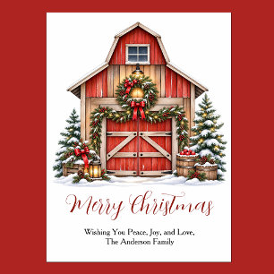 Country Christmas Barn Holiday Card
