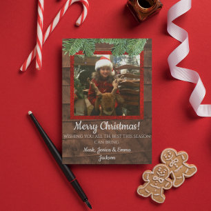 Country Christmas Barnwood & Pine Photo Card