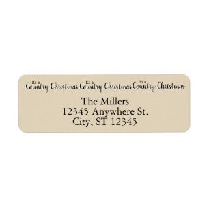 Country Christmas Beige Rustic Pretty Personalised Return Address Label