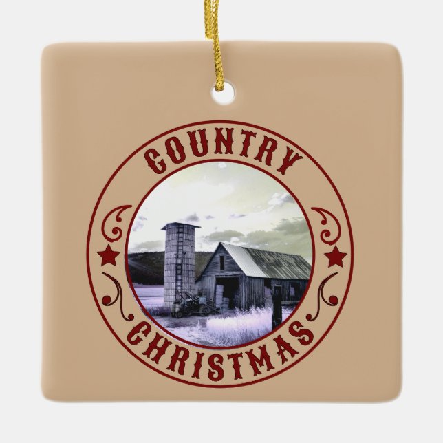 Country Christmas  Ceramic Ornament (Front)