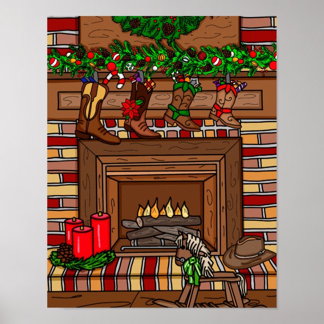 Country Christmas | Cowboy Boot Stockings  Poster (Front)