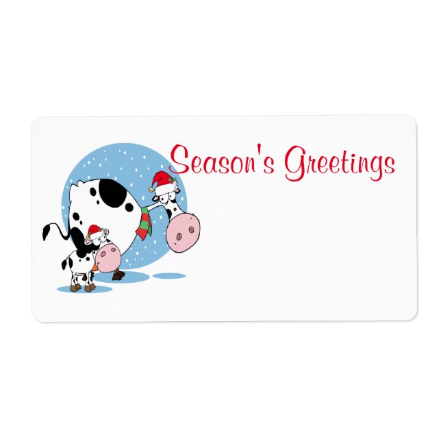 Country Christmas Cows With Santa Hats Template (Front)