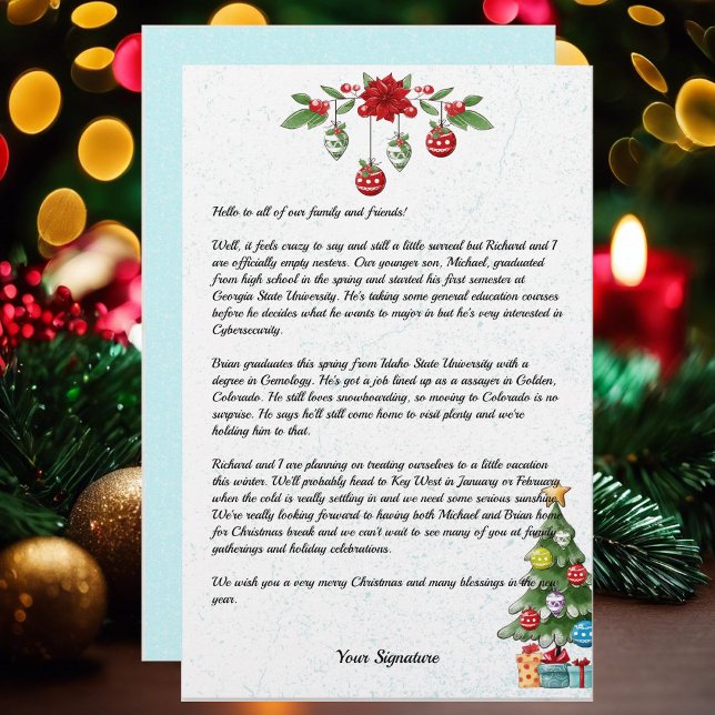 Country Christmas Family Newsletter Your Text Stationery (Creator Uploaded)
