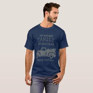 Country Christmas Farm Truck Custom Name T-Shirt