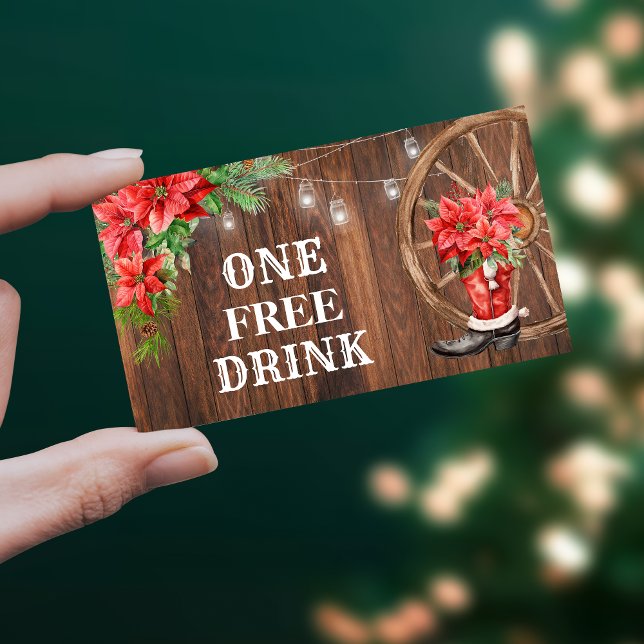 Country Christmas Free Drink Party Card Ticket (Creator Uploaded)