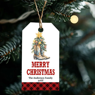 Country Christmas gift tag horseshoe custom name