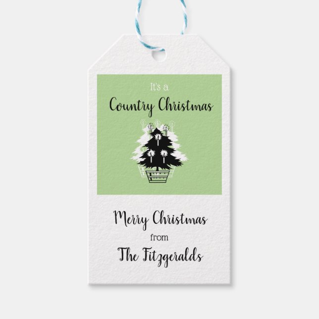 Country Christmas Green Gift Tags (Front)
