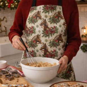 Country Christmas Horses Apron