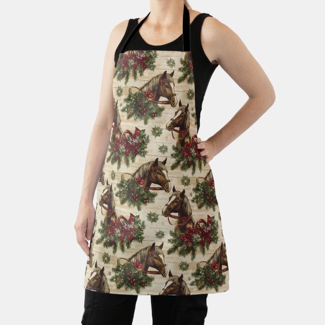 Country Christmas Horses Apron (Insitu)