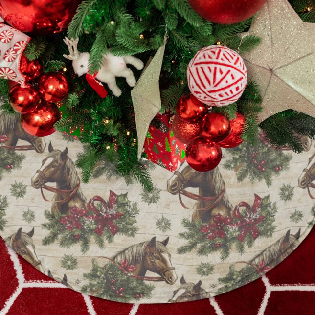 Country Christmas Horses Brushed Polyester Tree Skirt (Creator Uploaded)