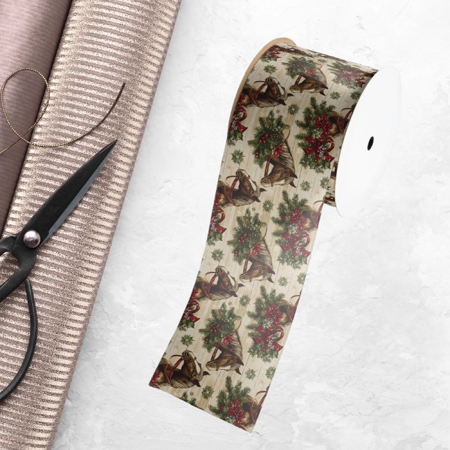 Country Christmas Horses Satin Ribbon (Creator Uploaded)