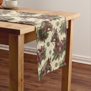 Country Christmas Horses Short Table Runner