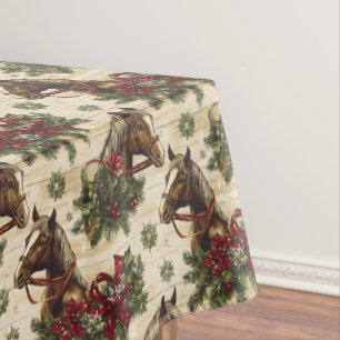Country Christmas Horses Tablecloth