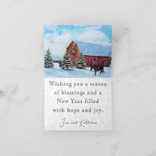 Country Christmas Old Red Barn Greeting Card