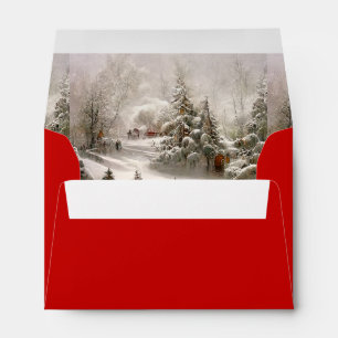 Country Christmas Pine Trees Snow Envelope