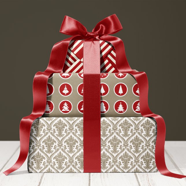 Country Christmas Red And White Holiday Wrapping Paper Sheet (Creator Uploaded)